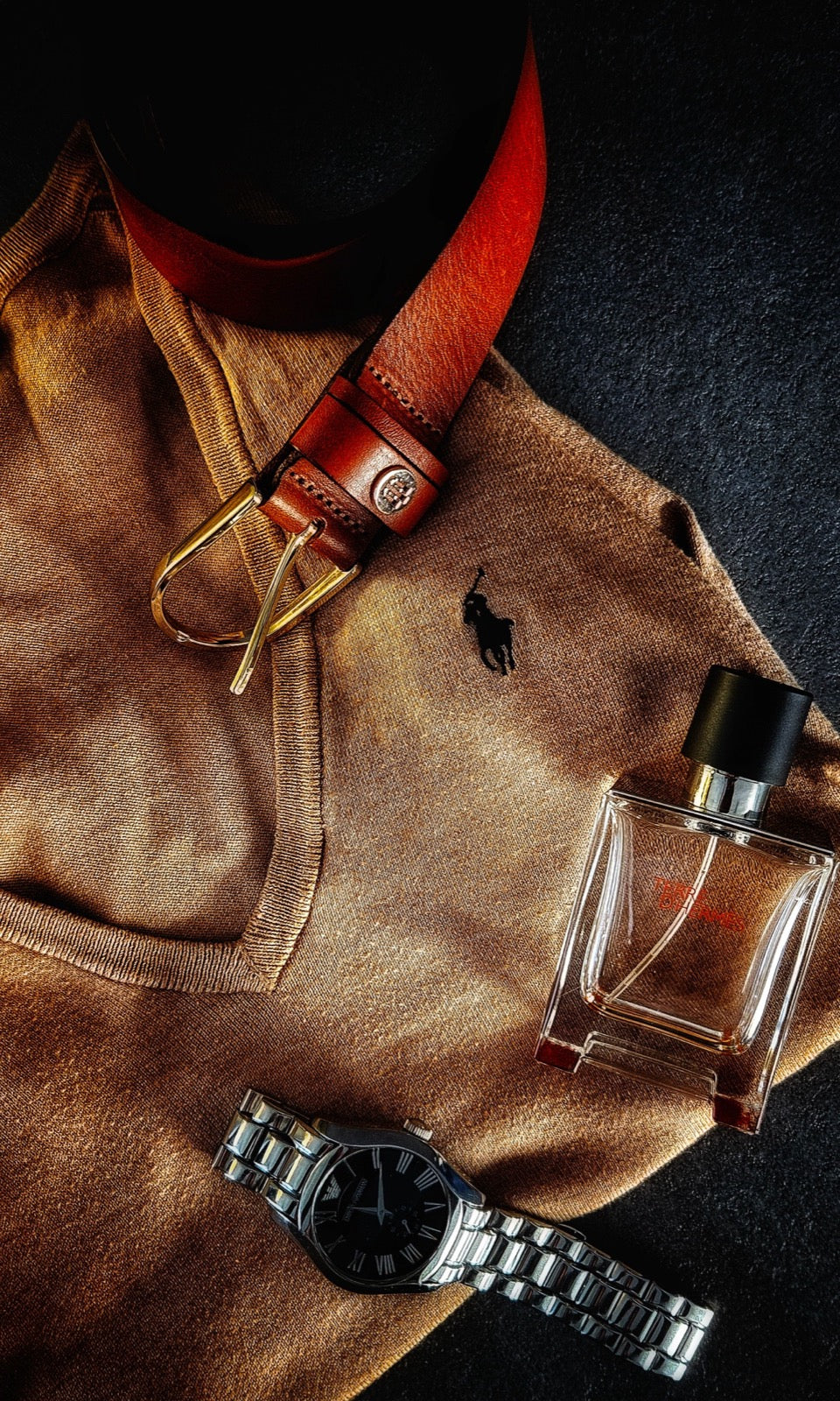 Clothing and accessories flat lay