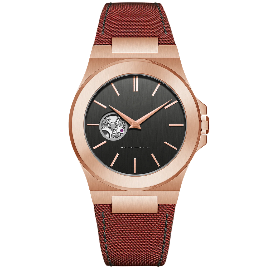 Rose gold strap automatic watch