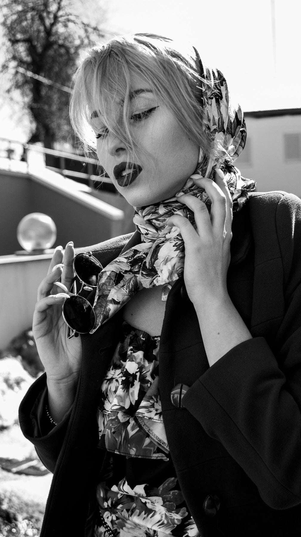 Black and white fashion portrait